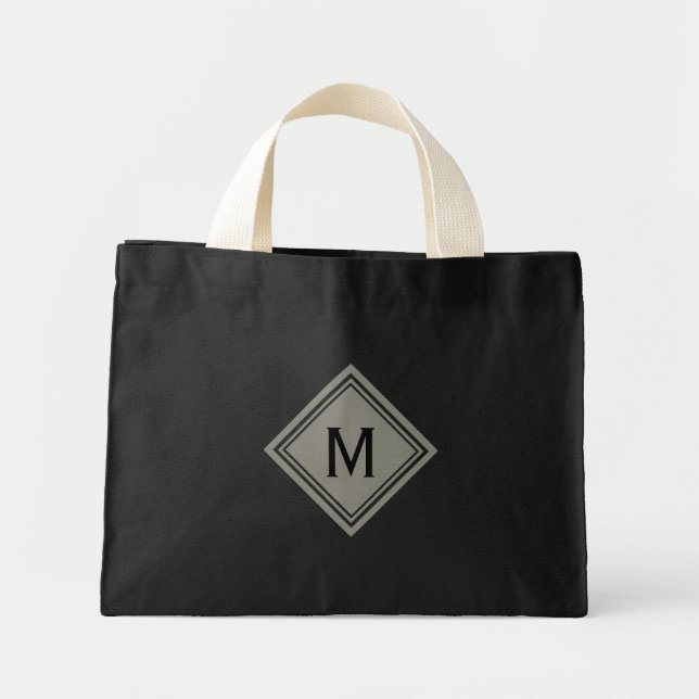 Mini Tote Bag Beige tendance sur Monogramme Diamant Noir (Devant)