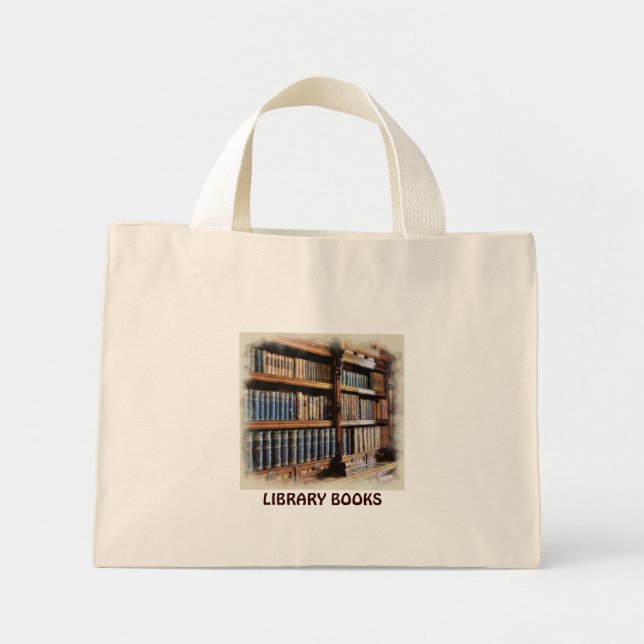 Mini Tote Bag Bibliothèque médiévale et livres de l'Antiquité (Devant)