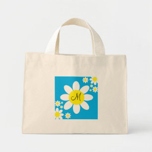 Mini Tote Bag Bleu mignon et blanc marguerites Floral unique ini