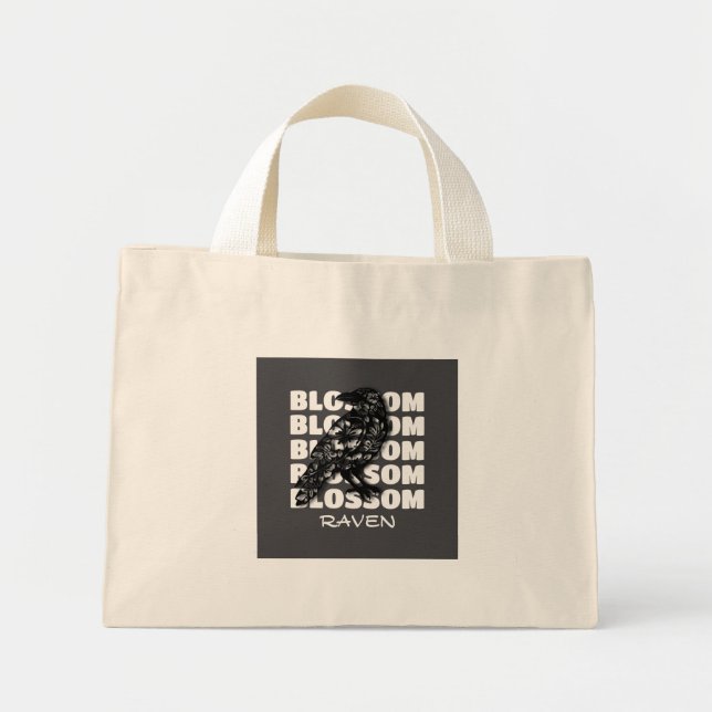 Mini Tote Bag Blossom Raven – Corbeau de fleurs (Devant)
