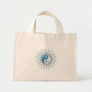 Mini Tote Bag Blue Starburst Yin Yang
