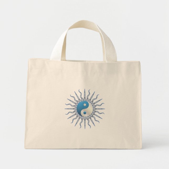 Mini Tote Bag Blue Starburst Yin Yang (Devant)