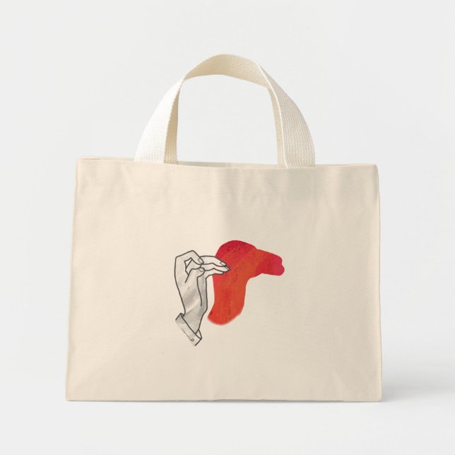 Mini Tote Bag Camion Silhouette Main Rouge (Devant)