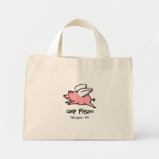 Mini Tote Bag Camp Pigasus, plage rayée bleue & blanche fourre-t