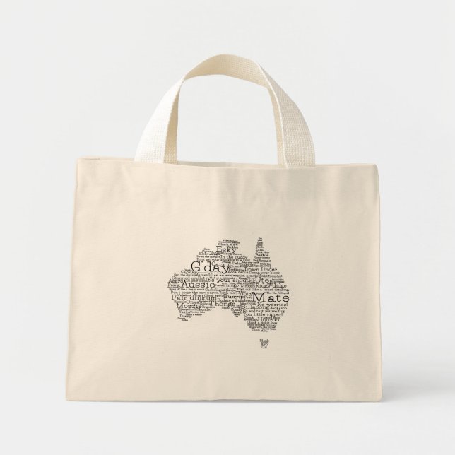 Mini Tote Bag Carte de l'argot australien (Devant)