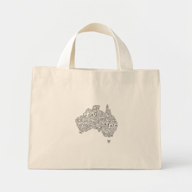 Mini Tote Bag Carte de l'argot australien (Devant)