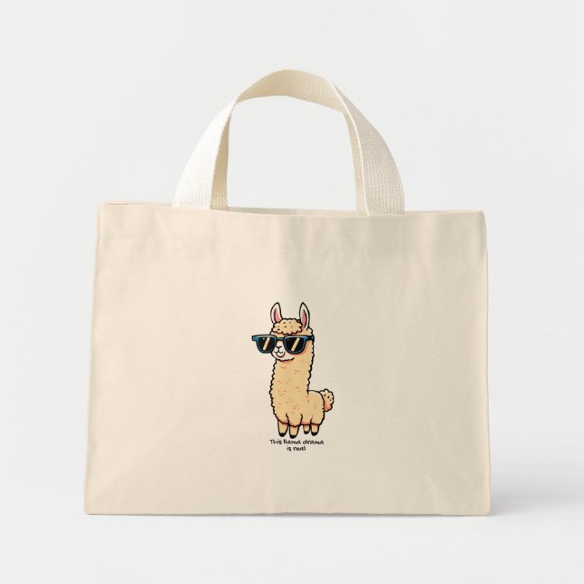 Mini Tote Bag Cette Llama Drama est vraiment une pose bizarre da (Devant)