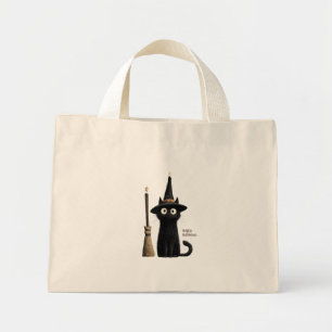 Mini Tote Bag Chat noir fantaisiste Joyeux Halloween