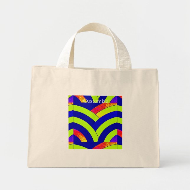 Mini Tote Bag chevron chic et design (Devant)