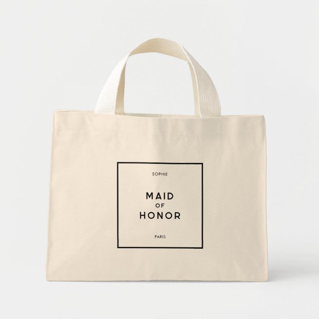 Mini Tote Bag Chic Minimal Français Noir & Blanc Maid Of Honor (Devant)