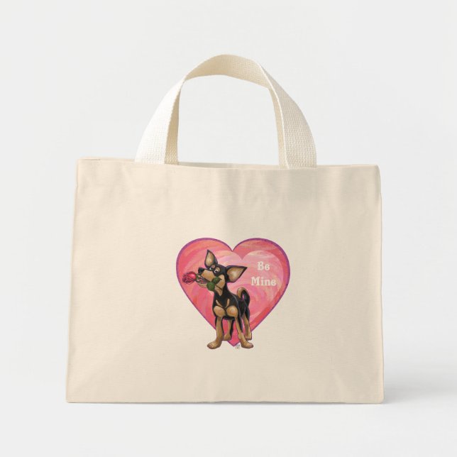 Mini Tote Bag Chihuahua Valentine's Day (Devant)
