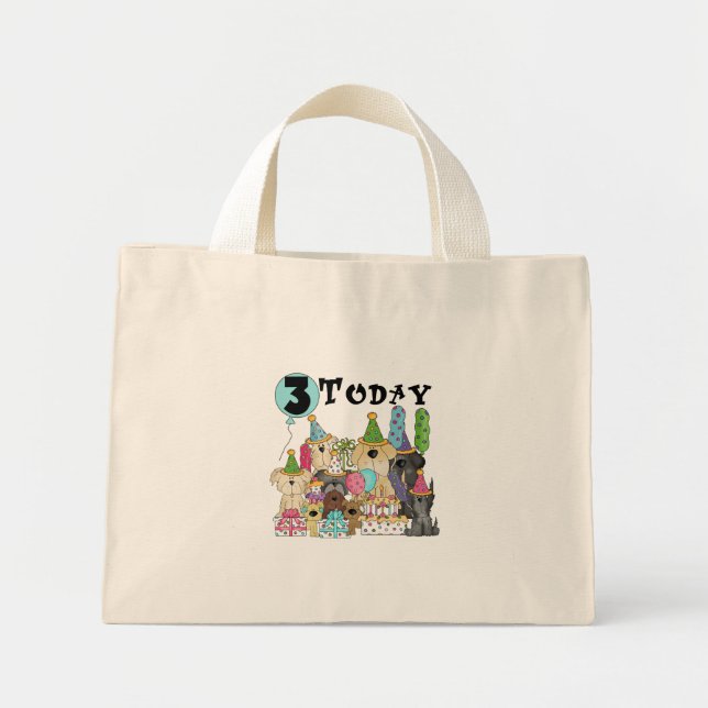 Mini Tote Bag Chiots 3e anniversaire Bash Tshirts et cadeaux (Devant)