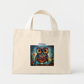 Mini Tote Bag Chouette mûre Whimsical Personnalisée