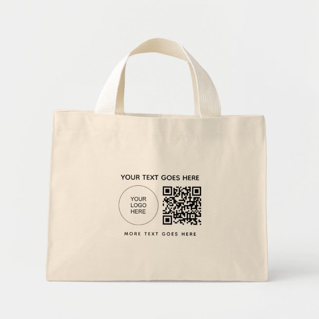 Mini Tote Bag Code-barres du logo de l'entreprise client (Devant)