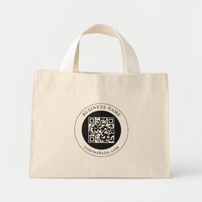 Mini Tote Bag Code QR avec nom d'entreprise modifiable (Devant)