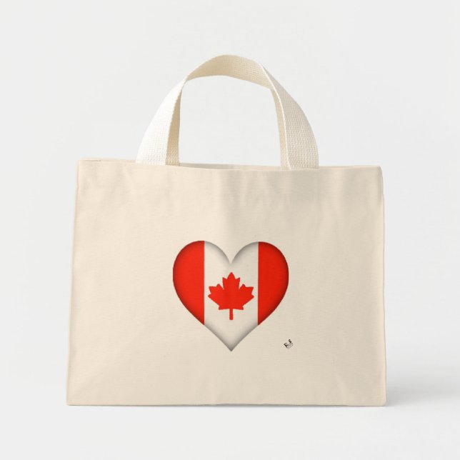 Mini Tote Bag Coeur du drapeau canadien (Devant)