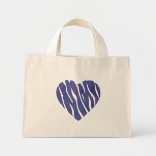 Mini Tote Bag Cœur Violet Imprimé Zèbre Animal