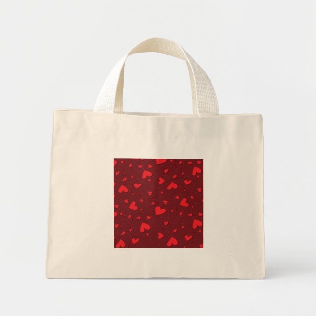 Mini Tote Bag Coeurs bouclés rouges (Devant)