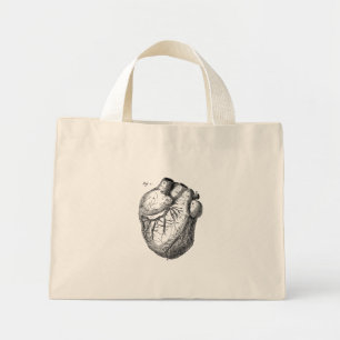 Mini Tote Bag Coeurs d'anatomie cardiaques rétro-cardiaques des