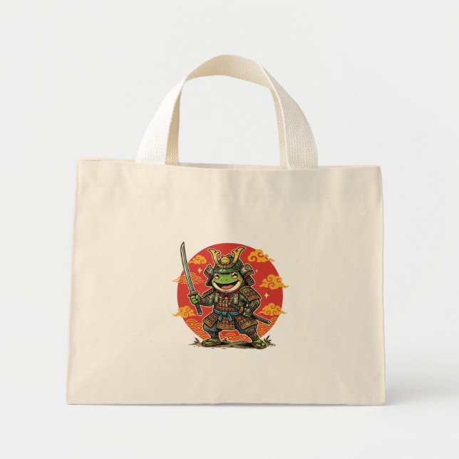 Mini Tote Bag Conception d'animal de guerrier de samouraï de gre (Devant)