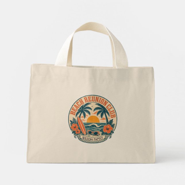 Mini Tote Bag Conception de club de retrouvailles de plage perso (Dos)