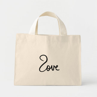 Mini Tote Bag Conception de typographie de mot "amour" minimalis