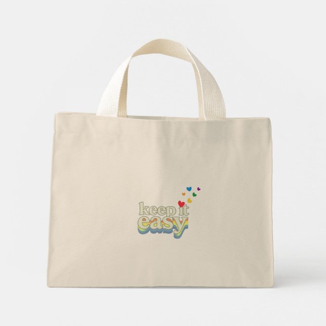 Mini Tote Bag Conception de typographie rétro fière facile à viv (Dos)