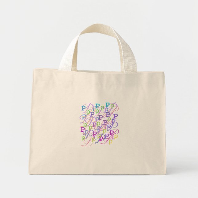 Mini Tote Bag Confettis en forme de lettre "P" (Devant)