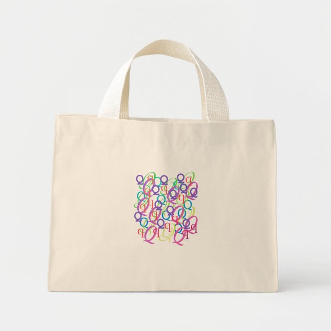 Mini Tote Bag Confettis en forme de lettre "Q" (Devant)