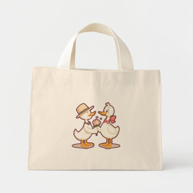 Mini Tote Bag Couple de canard mou (Devant)