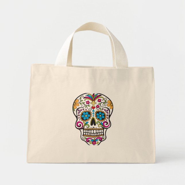 Mini Tote Bag Crâne de Sucre (Devant)