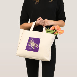 Mini Tote Bag Création florale de rose poudrée à l'aquarelle vin