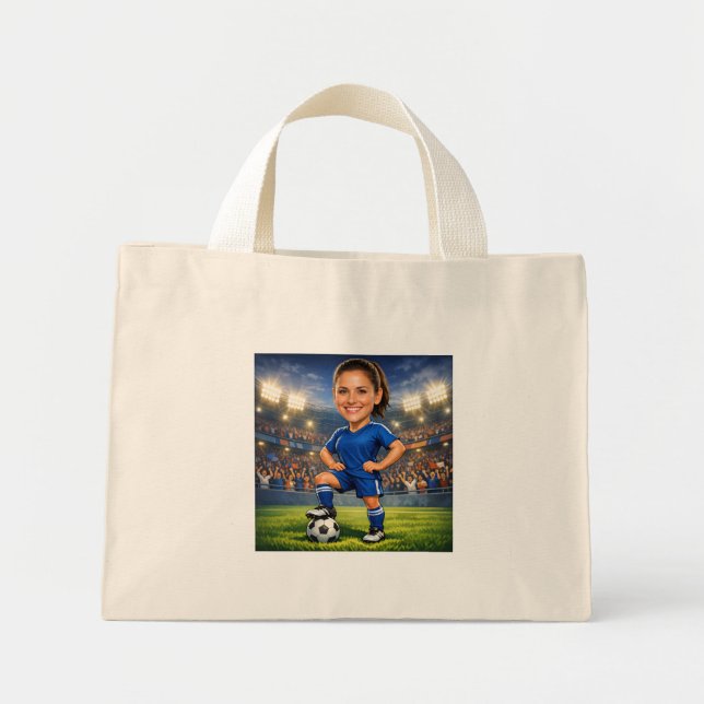 Mini Tote Bag Custom Photo-Face Soccer/Football Star Caricature  (Devant)