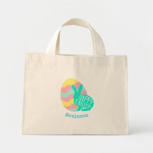 Mini Tote Bag Cute Easter Egg Hunter Bunny