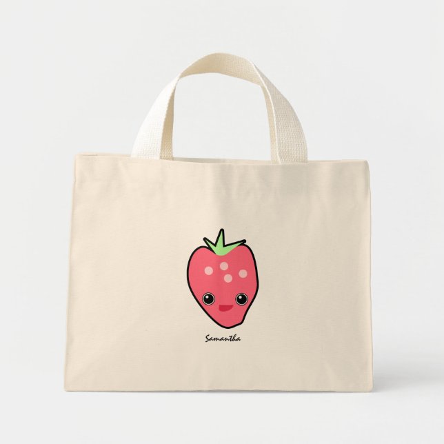 Mini Tote Bag Cute Kawaii fraise (Devant)