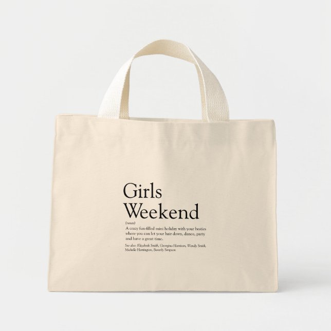Mini Tote Bag Définition du plaisir du week-end entre filles mod (Devant)