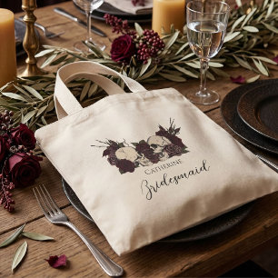 Mini Tote Bag Demoiselle d'honneur crâne gothique et rose