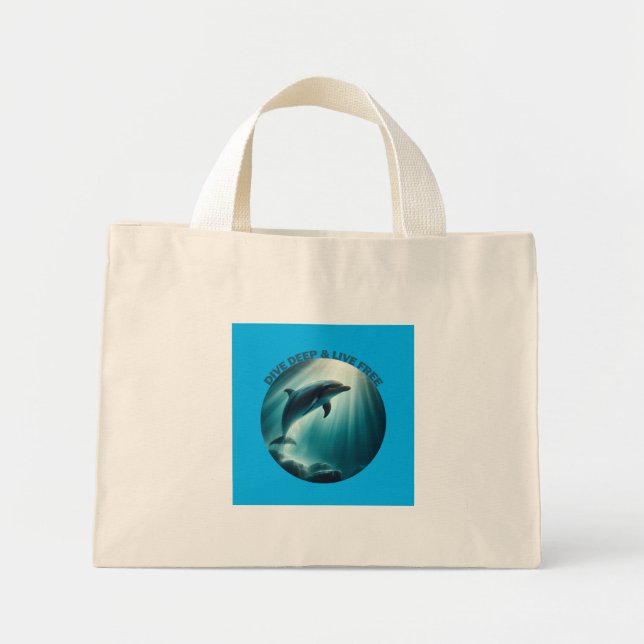 Mini Tote Bag Dive Deep Live Dolphin gratuit (Devant)