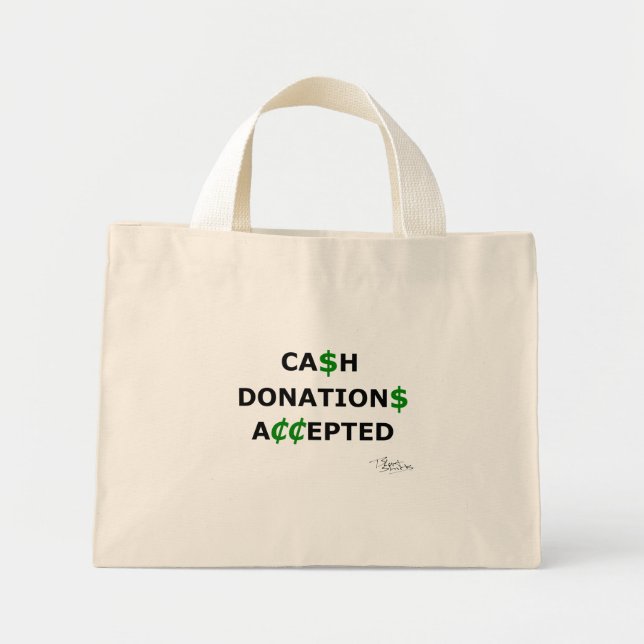 Mini Tote Bag Dons en espèces acceptés (Devant)