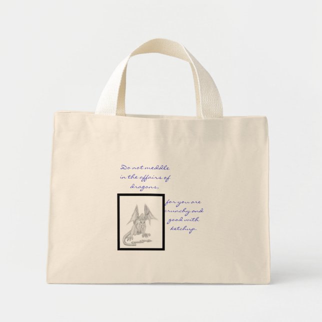 Mini Tote Bag dragon et ketchup (Devant)