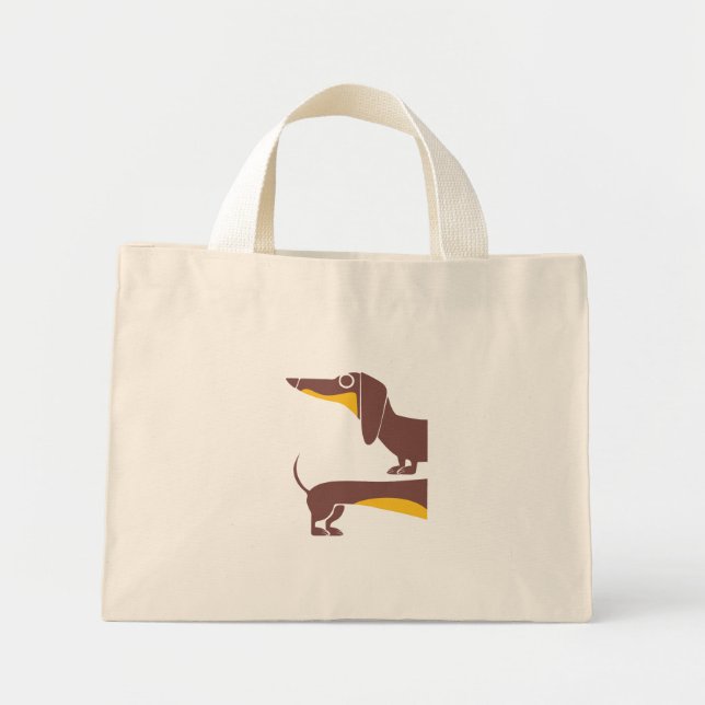 Mini Tote Bag Drôle mignon dachshund pour parent chien long (Devant)