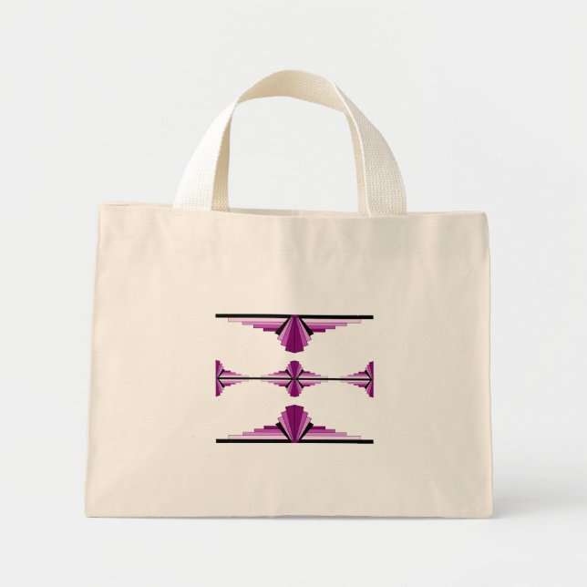 Mini Tote Bag Éléments Art déco en rose profond (Devant)