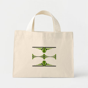 Mini Tote Bag Éléments Art déco en vert mousse