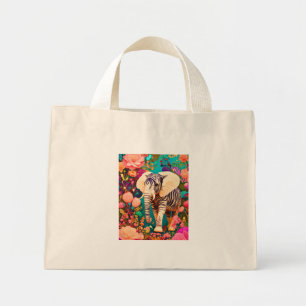 Mini Tote Bag Éléphant-zèbre graphique