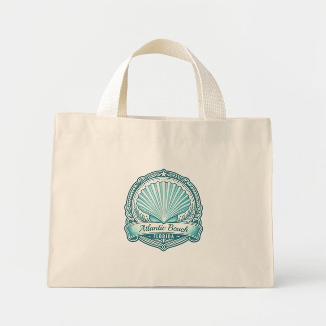 Mini Tote Bag Emblème côtier d'Atlantic Beach FL coquillage (Devant)