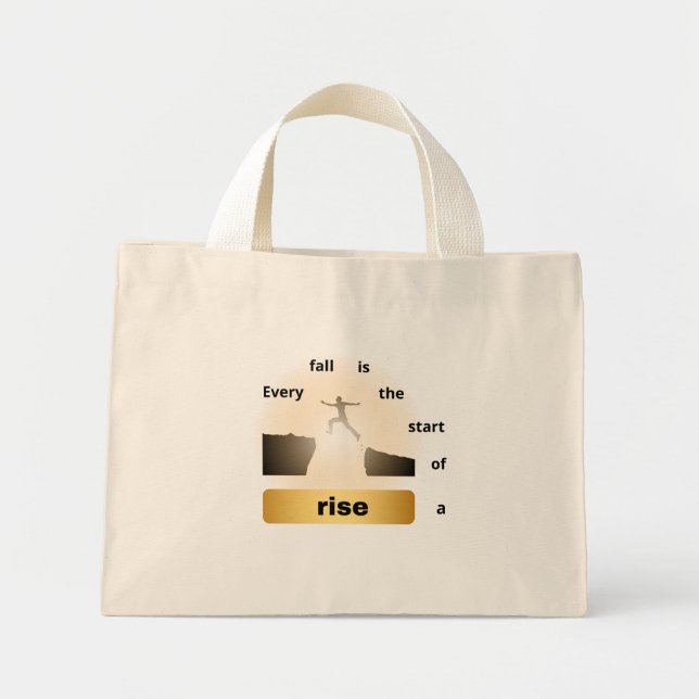 Mini Tote Bag "Every Fall Is the Start of a Rise – Leap of Hope" (Devant)