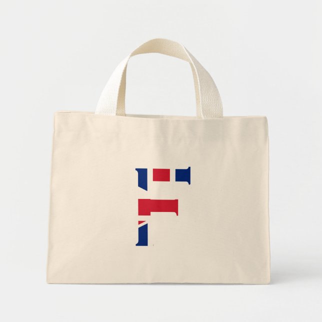 Mini Tote Bag F Monogramme superposé sur le drapeau Union Jack t (Devant)