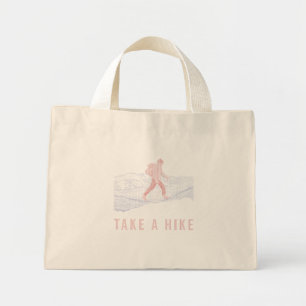 Mini Tote Bag Faites une randonnée en bleu et rouge