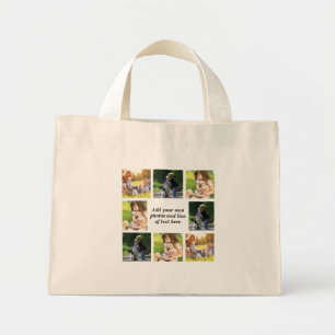 Mini Tote Bag Faites votre propre collage photo et texte