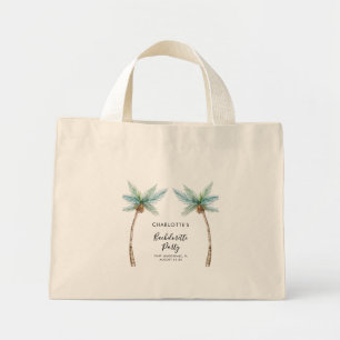 Mini Tote Bag Fard à l'aquarelle Palmiers Accessoires d'enterrem